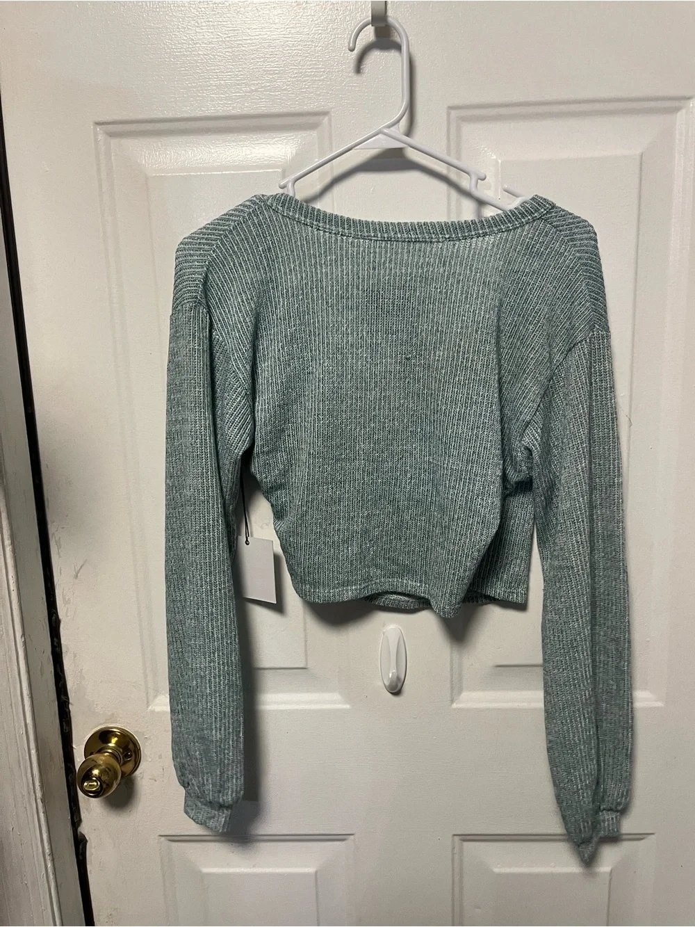 painted threads Sage Ribbed Wrap Crop Top - Picture 4 of 4